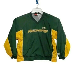 NFL Green Bay Packers Size M Youth Jacket Pullover Lined Windbreaker Green Gold